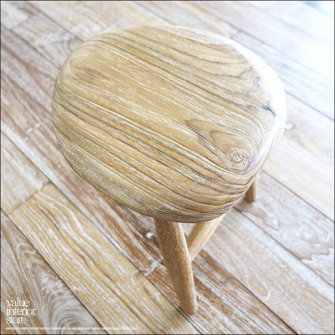 チーク無垢材 スツールCirS / NA01 椅子 イス ナチュラル カフェチェア 無垢材スツール ナチュラル 手作り