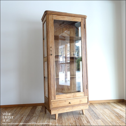 チーク無垢材 ヴィンテージキャビネットR 食器棚 ショーケース 陳列棚