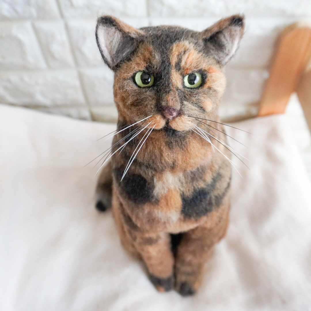 【全身・一点物】愛猫のオーダーメイド羊毛フェルト作品 ― 写真から制作するペットメモリアル ―