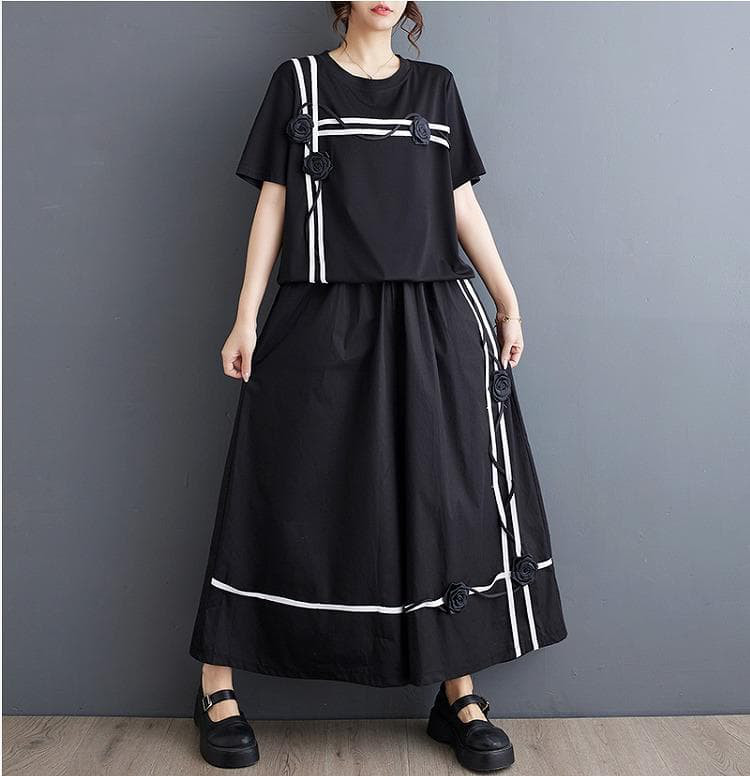 セットアップ　スカート　大きいサイズ レディース 春夏 秋 新品 半袖　花