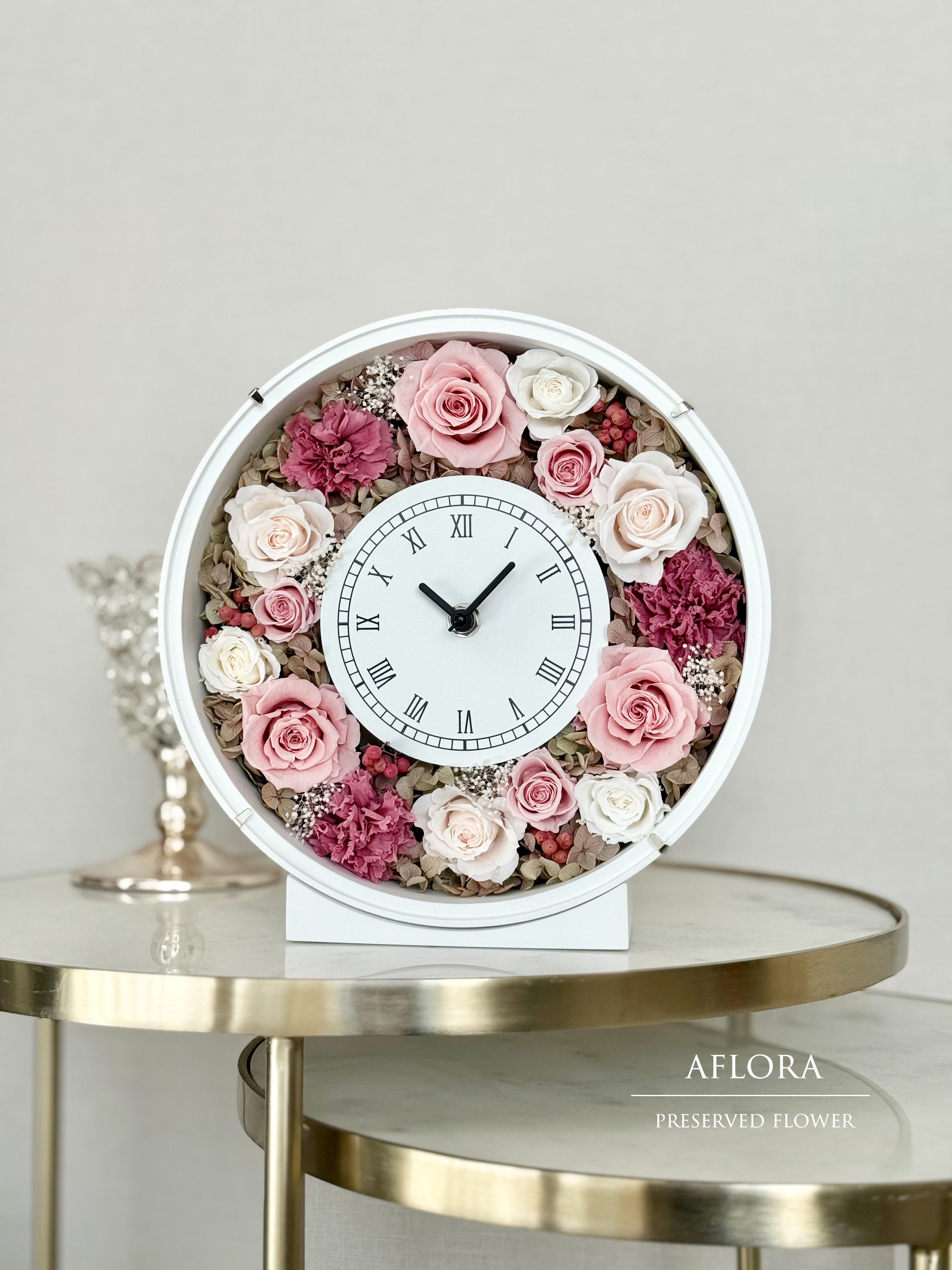 花時計 プリザーブドフラワー バニラピンク
