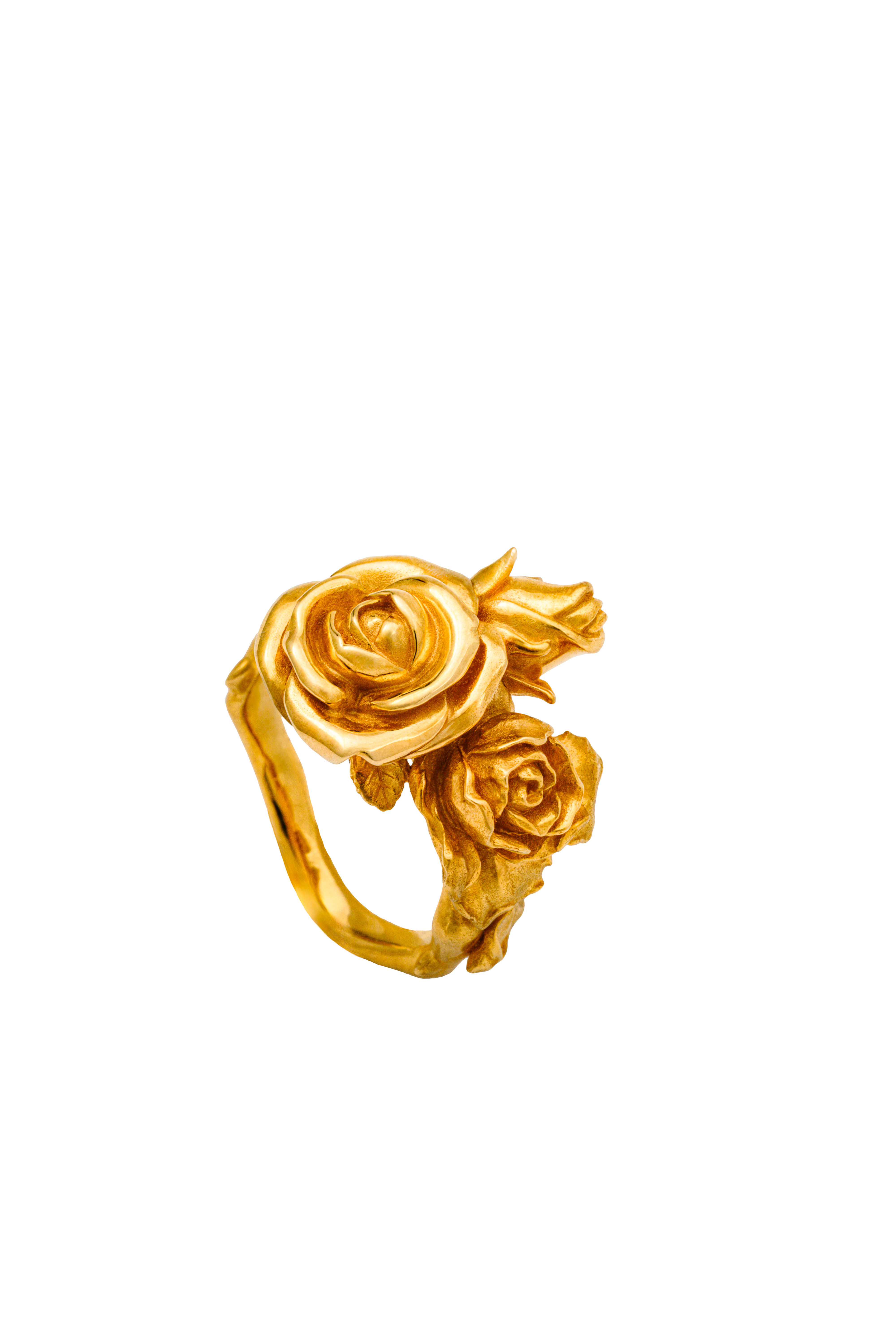 【18KGP】薔薇の一生を描いたリング "Spina" - 蕾・満開・枯朽