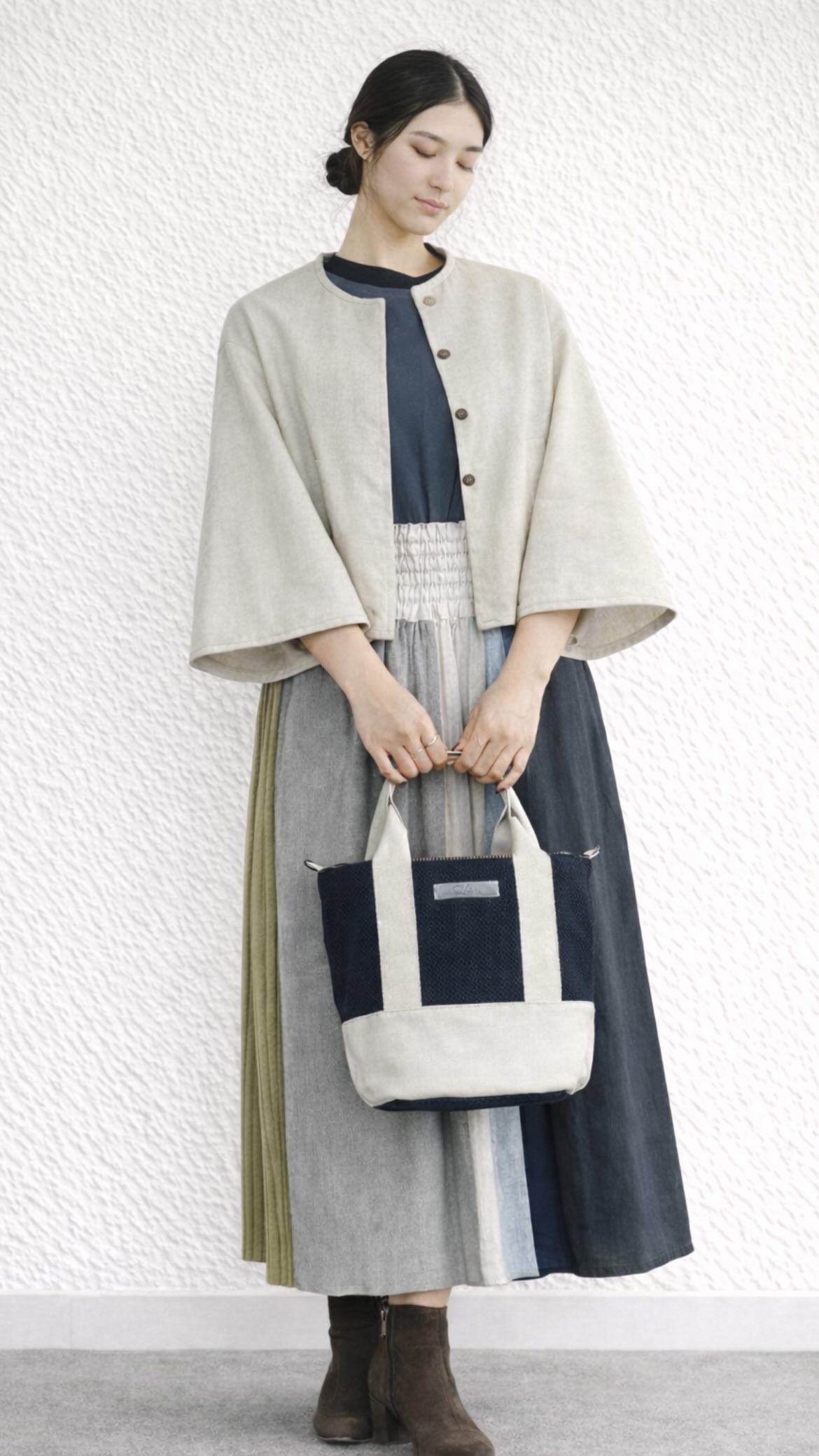 （Tråda トローダ）一期一会の一点もの。刺し子織 Maruzoko 2way to-to M 遠州織物