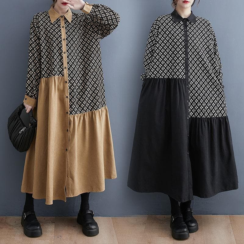 ワンピース　ロング　シャツ　大きいサイズ レディース 秋冬　春 新品 長袖