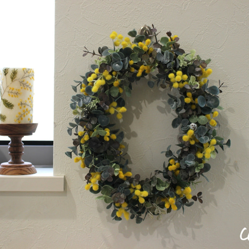 ミモザ オーバルリース リース couleur 通販 20398466｜Creema(クリーマ)