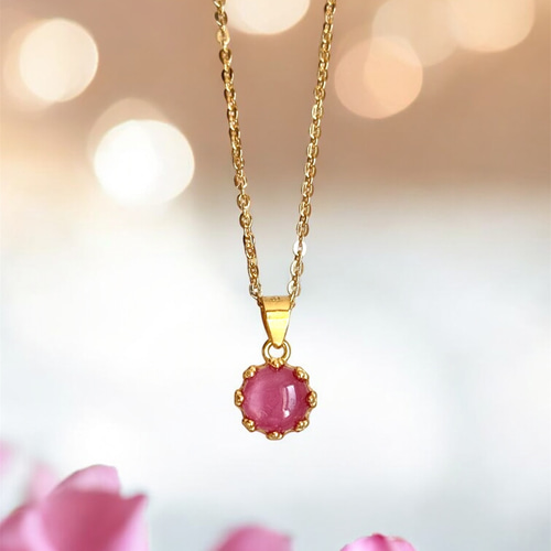 7月誕生石 天然石 ルビー silver 925 18KGP ネックレス 40cm