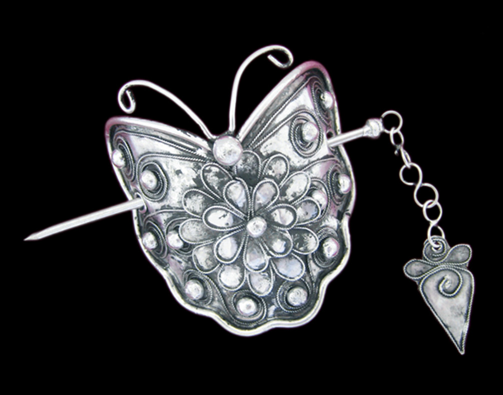 アクセサリーヘアクリップエスニックジュエリーシルバー手作りユニークモデル＃107