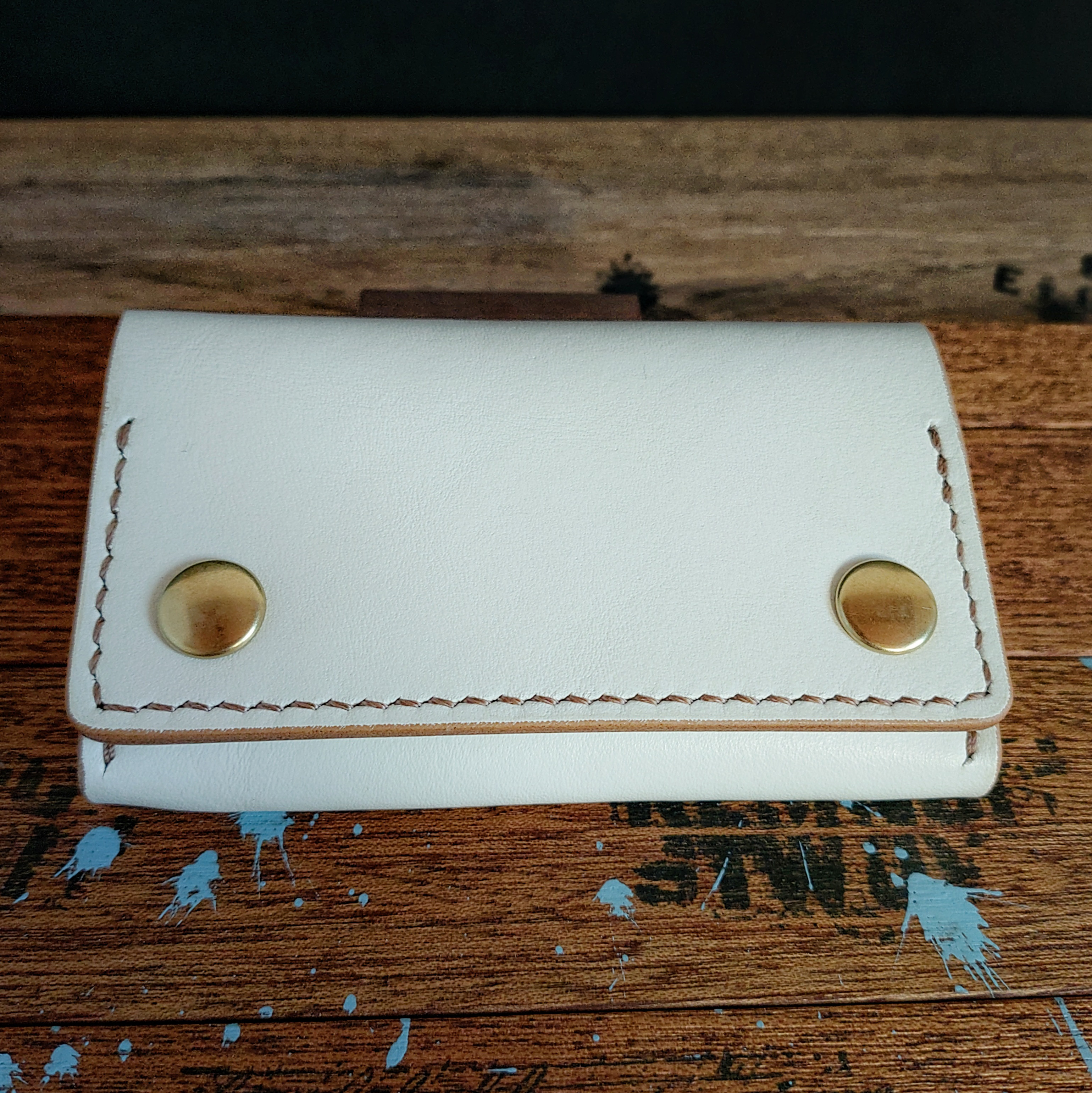 【牛革　茶芯ホワイト】 名刺入れ・カードケース