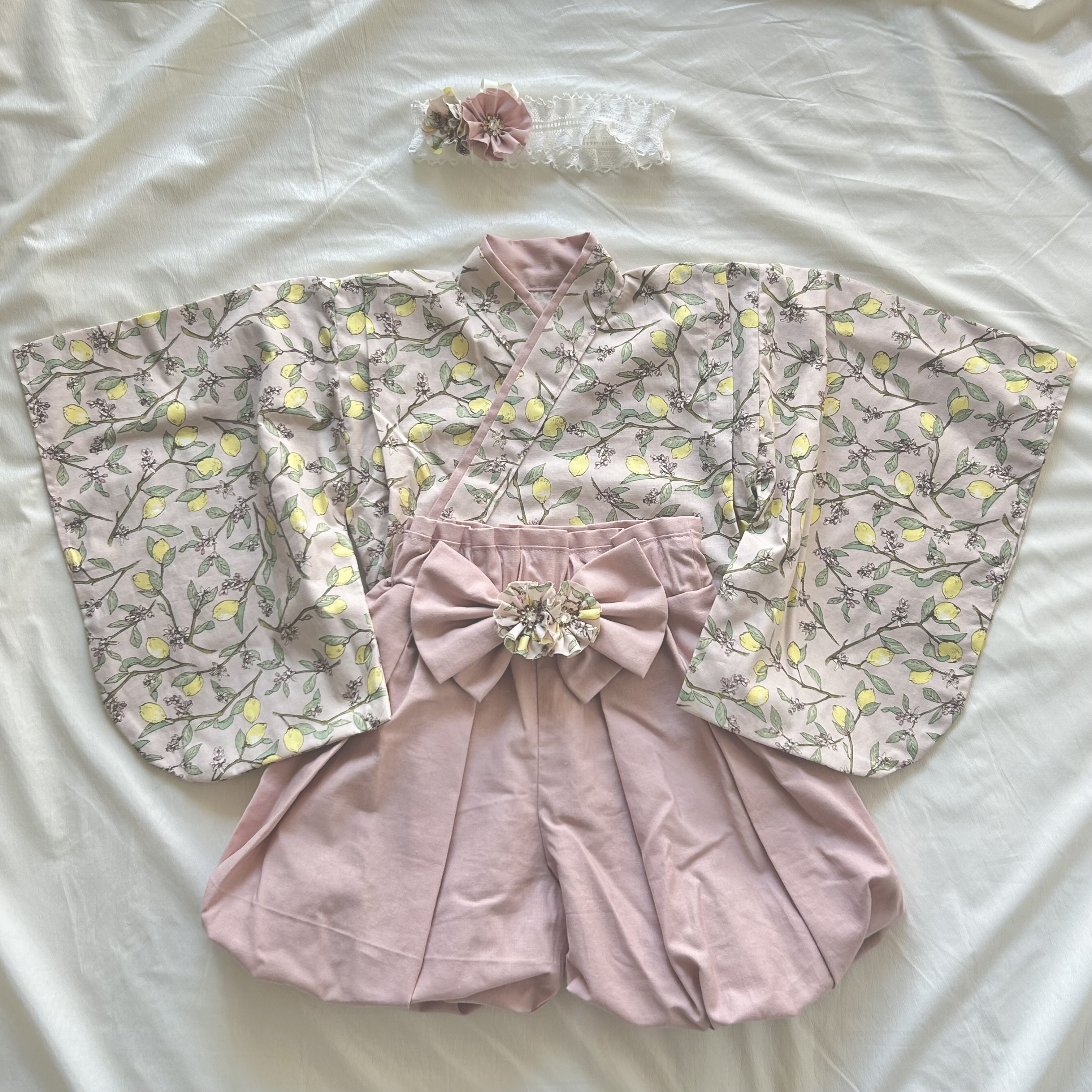 【サイズ80】ベビー袴　女の子　ハンドメイド　お食い初め　100日祝い　初節句　雛祭り　雛祭り　出産祝い