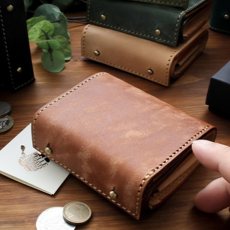 財布 ミニ財布 三つ折り 財布 本革 メンズ 小さい財布 小銭入れあり レザー ボックス型 マヤ イタリアンレザー