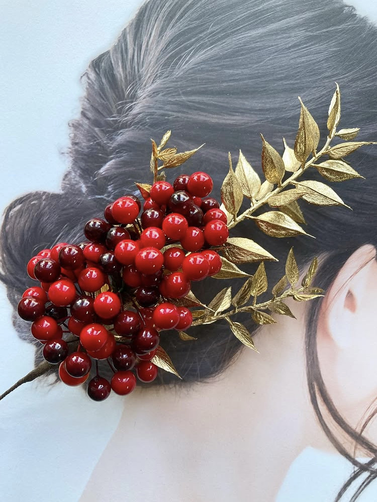 南天ルスカスゴールドリーフL size 髪飾り 4,080円