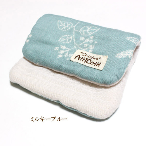 ガーゼハンカチ 8重 刺繍風 ステッチ 花柄 ハンドメイド ふわふわ