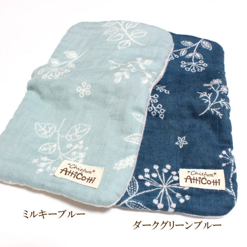 ガーゼハンカチ 8重 刺繍風 ステッチ 花柄 ハンドメイド ふわふわ