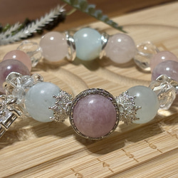 ブルータピオカ瑪瑙ブレスレット，タピオカアゲート！かわいいブルー