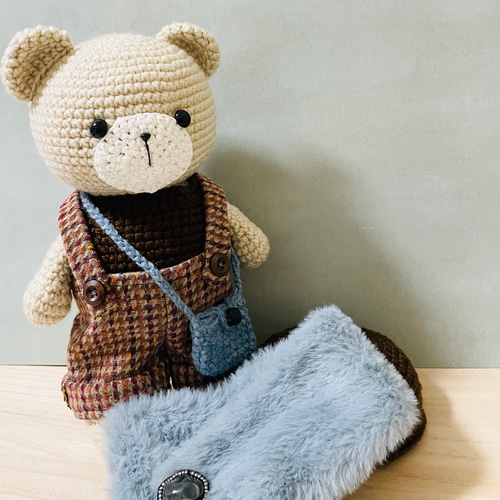 73 nami-shop オリジナル特大くまちゃん(生地服タイプ) あみぐるみ 73