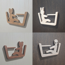 木製 トイレ・風呂サイン｜7色×人型・動物モチーフ｜ピクトグラム 5枚目の画像