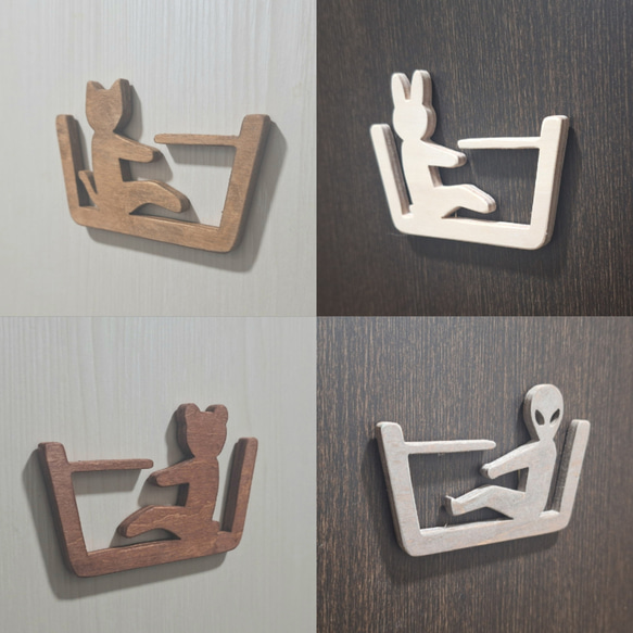 木製 トイレ・風呂サイン｜7色×人型・動物モチーフ｜ピクトグラム 5枚目の画像