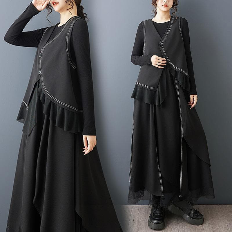 新品　春夏 レトロ　セットアップ　ベスト　ロングスカート 2点セット