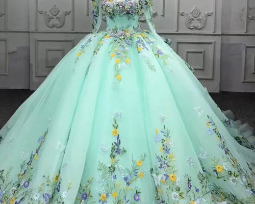 背中見せ 編み上げ サイズオーダー可能 お花柄フラワー刺繍 長袖