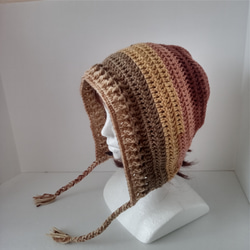 61ボンネットニット帽 エメラルドグリーン 大人 ニット帽・ビーニー