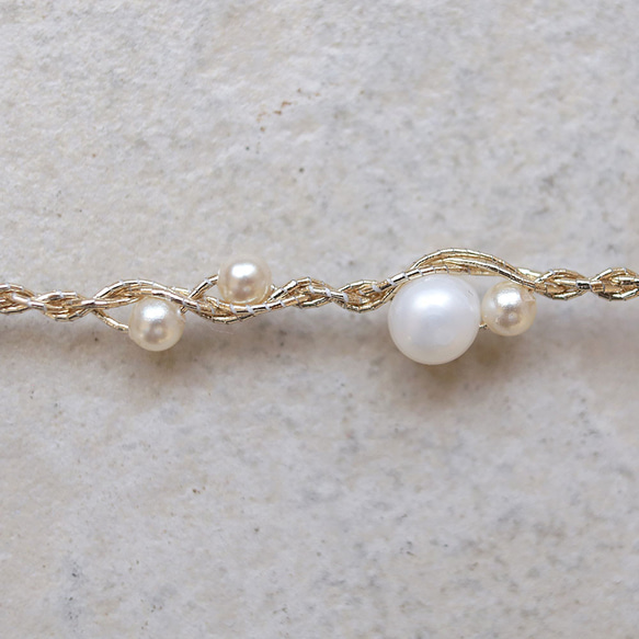 淡水パール ネックレス（ゴールド）ーフォーマルにも普段使いにもー軽やかな着け心地macp447 6枚目の画像