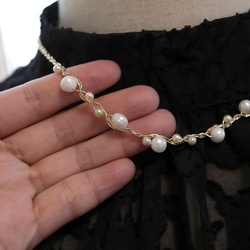 淡水パール ネックレス（ゴールド）ーフォーマルにも普段使いにもー軽やかな着け心地macp447 3枚目の画像