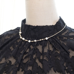 淡水パール ネックレス（ゴールド）ーフォーマルにも普段使いにもー軽やかな着け心地macp447 2枚目の画像