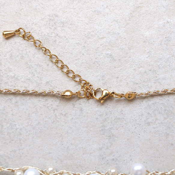 淡水パール ネックレス（ゴールド）ーフォーマルにも普段使いにもー軽やかな着け心地macp447 7枚目の画像