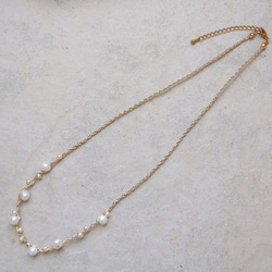 淡水パール ネックレス（ゴールド）ーフォーマルにも普段使いにもー軽やかな着け心地macp447 5枚目の画像