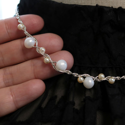 淡水パール ネックレス（シルバー）ーフォーマルにも普段使いにもー軽やかな着け心地macp448 3枚目の画像