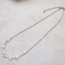 淡水パール ネックレス（シルバー）ーフォーマルにも普段使いにもー軽やかな着け心地macp448 5枚目の画像