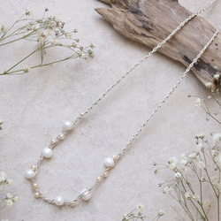 淡水パール ネックレス（シルバー）ーフォーマルにも普段使いにもー軽やかな着け心地macp448 1枚目の画像