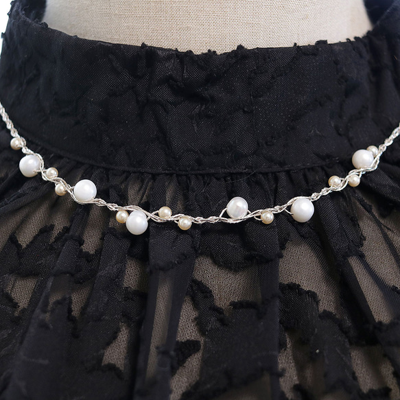 淡水パール ネックレス（シルバー）ーフォーマルにも普段使いにもー軽やかな着け心地macp448 4枚目の画像