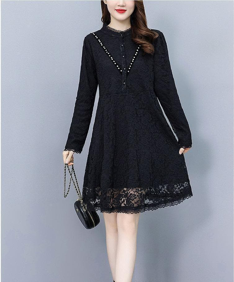 大きいサイズ レディース ワンピース　総レース　春 秋冬 新品 長袖：ｋ 5,023円
