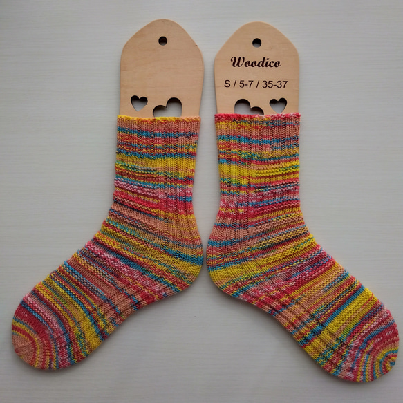 『どこでもかかと』くつ下☆黄色・赤・水色系＊洗濯機OK！ 2枚目の画像