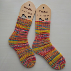 『どこでもかかと』くつ下☆黄色・赤・水色系＊洗濯機OK！ 1枚目の画像