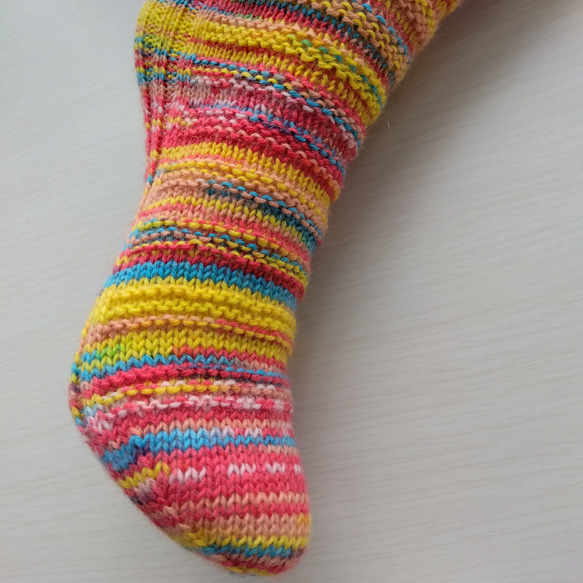 『どこでもかかと』くつ下☆黄色・赤・水色系＊洗濯機OK！ 4枚目の画像