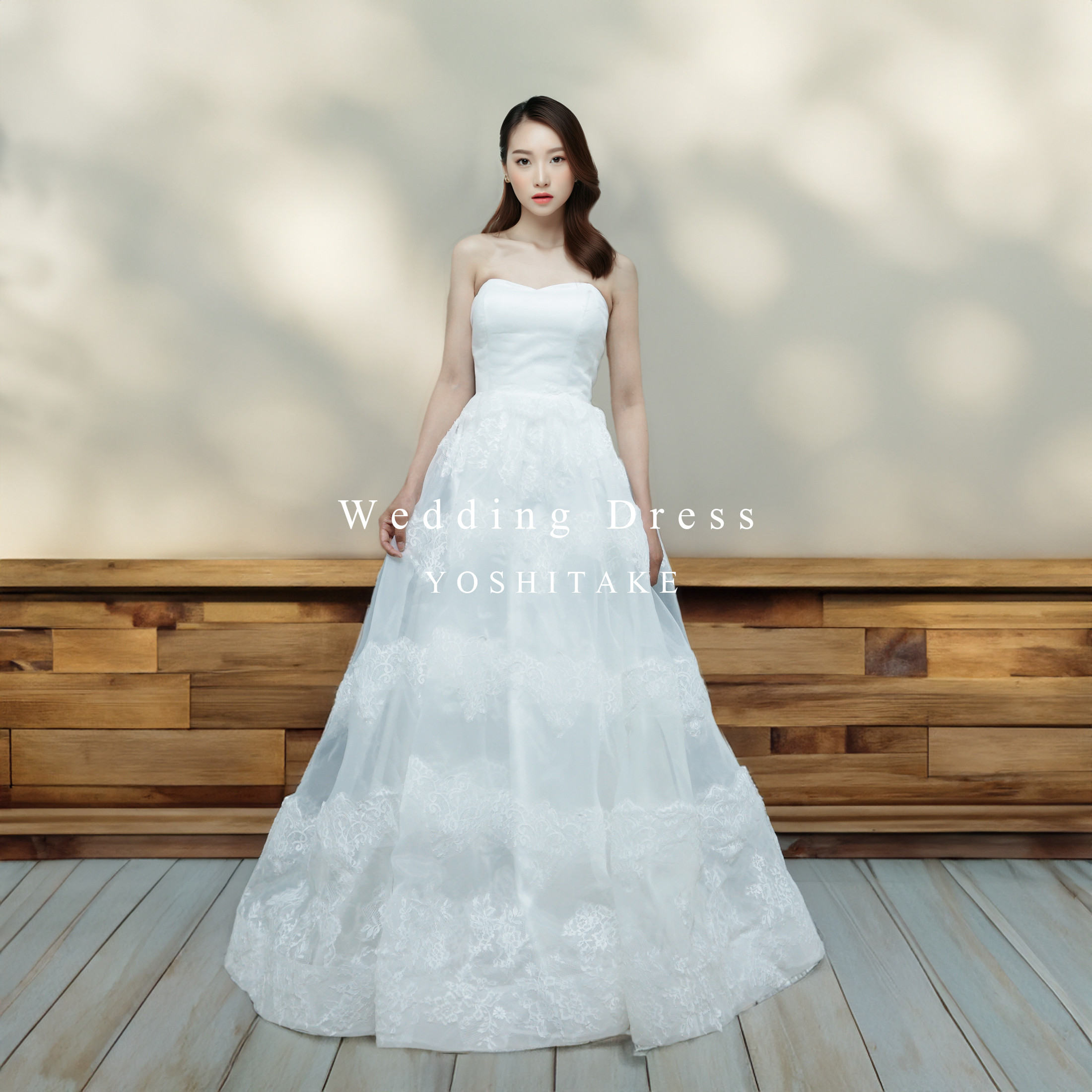 【オーダー制作】ウエディングドレス.白.レース.Aライン.オーガンジー.結婚式.Y1319