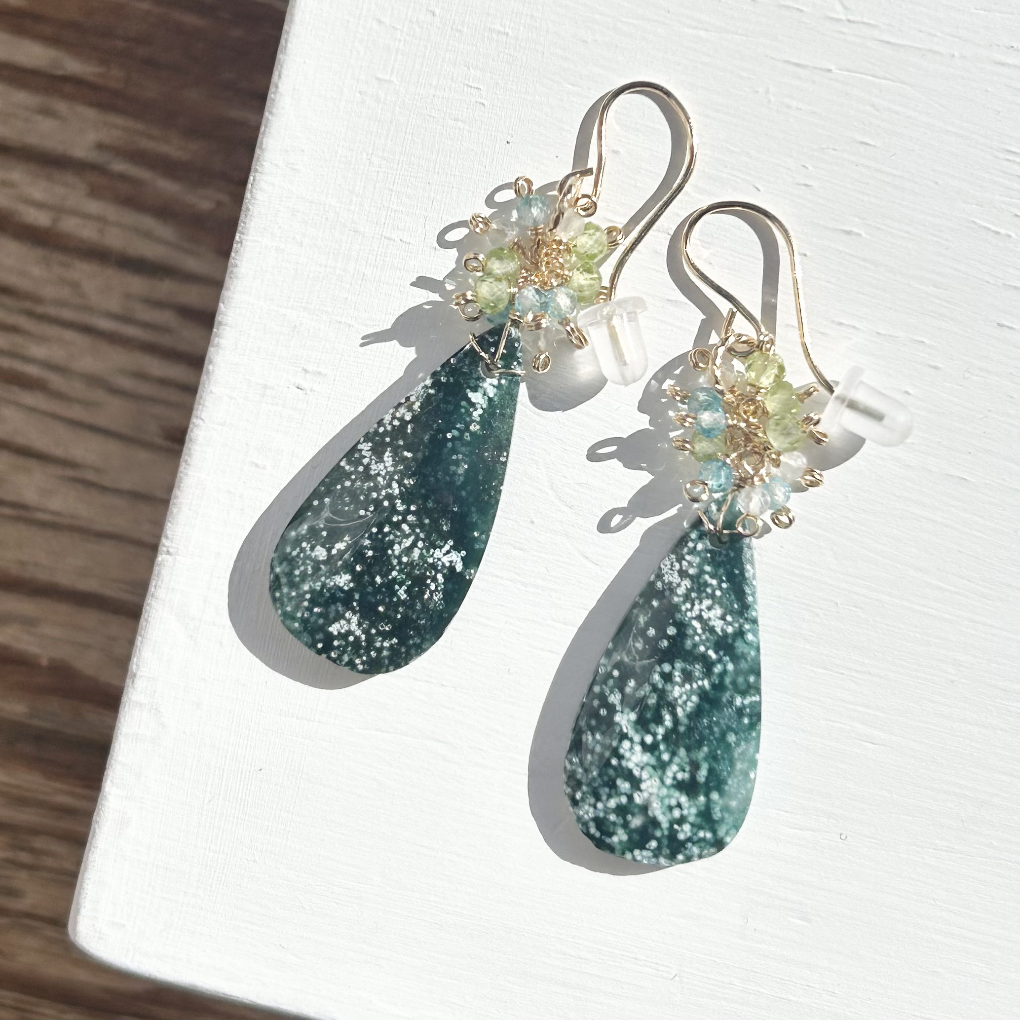 オーシャンジャスパーのフックピアス(K14GF)