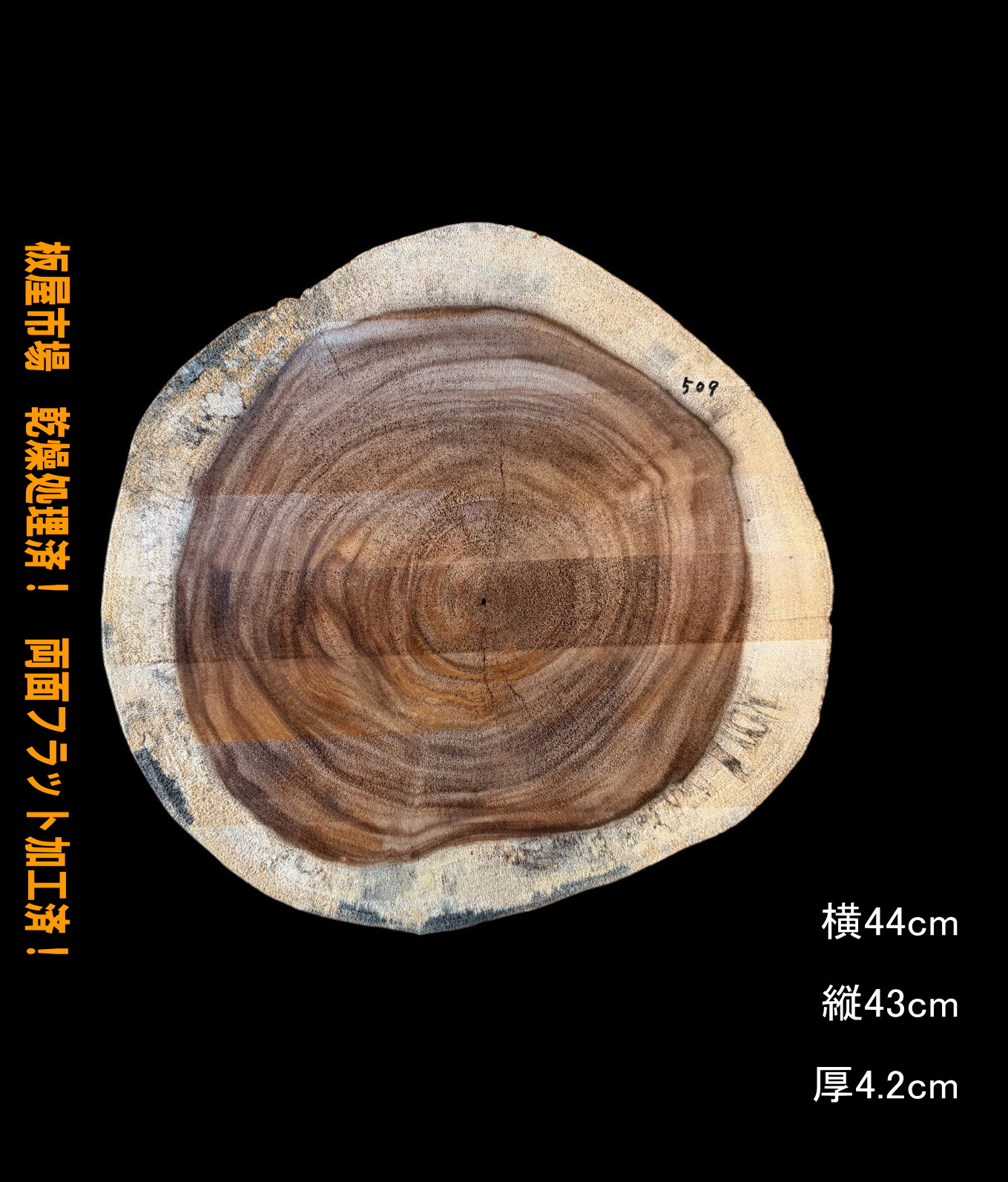 モンキーポッド　C509　輪切　一枚板　乾燥材　サイドテーブル　椅子　時計　テーブル　DIY　耳付　天板 7,020円