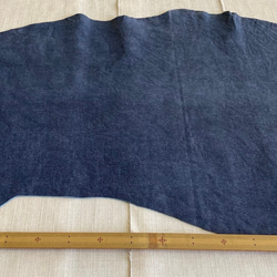牛革　カット革　デニム型　ヌバック　ネイビー　紺　ハンドメイド＃No.CL77　レザークラフト　本革 1枚目の画像