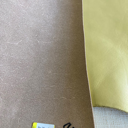 牛革　カット革　スムース　ゴールドメタ　金　ハンドメイド＃No.CL78　レザークラフト　本革 4枚目の画像