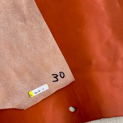 牛革　カット革　タンニン　スムース　オレンジ　ハンドメイド＃No.CL79　レザークラフト　本革 4枚目の画像