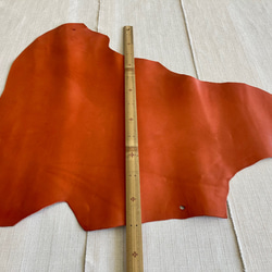 牛革　カット革　タンニン　スムース　オレンジ　ハンドメイド＃No.CL79　レザークラフト　本革 2枚目の画像