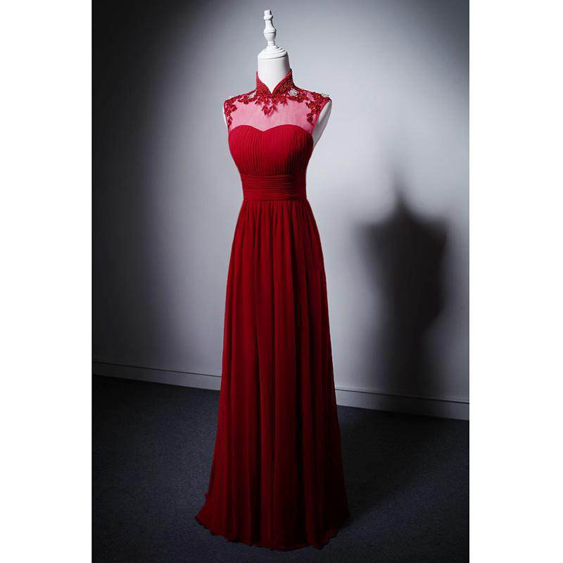 高級感 赤 ノースリーブ パーティードレス スリム 花嫁 パーティー 演奏会 誕生日 披露宴 二次会 前撮り M073