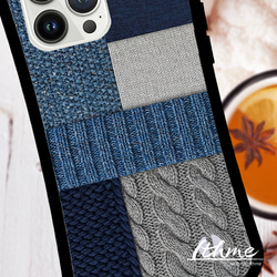 強化ガラス＆グリップ / knit ★ 名入れ可【大人 ナチュラル 冬 ニット 編み柄 スマホケース・iPhone】 6枚目の画像
