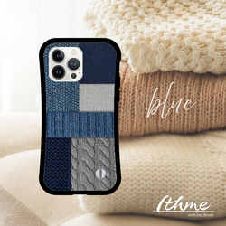 強化ガラス＆グリップ / knit ★ 名入れ可【大人 ナチュラル 冬 ニット 編み柄 スマホケース・iPhone】 4枚目の画像