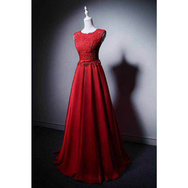 高級感 赤 レース ノースリーブ スリム パーティードレス 結婚式 パーティー 誕生日 成人式 二次会 前撮り M075