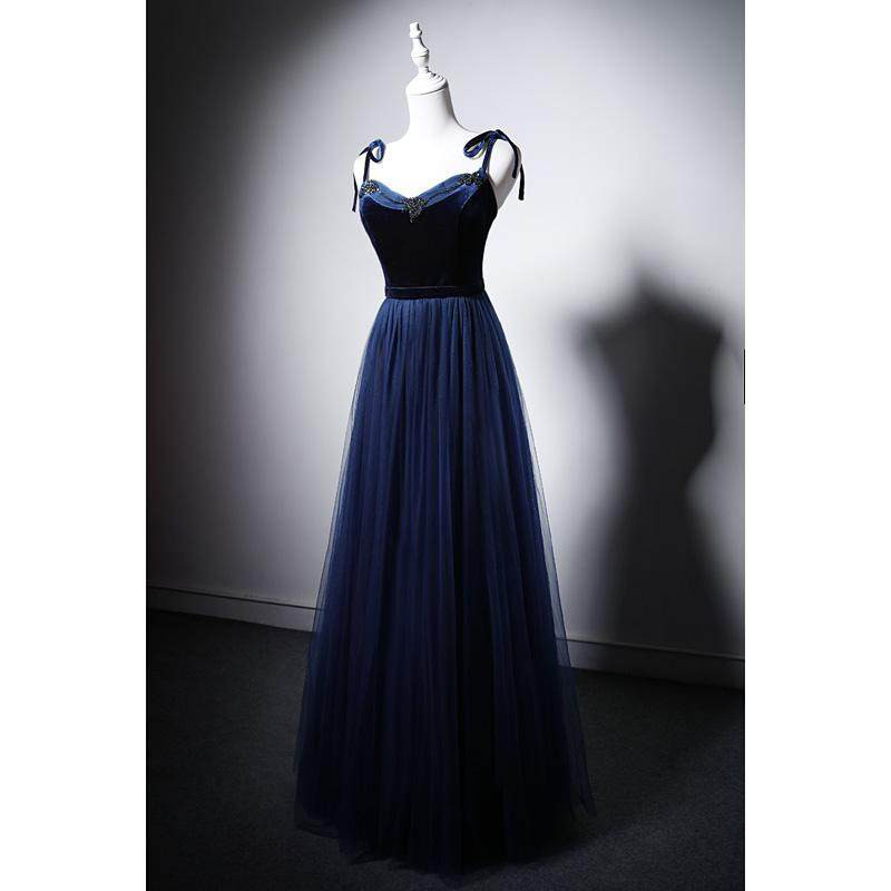 高級感 ネイビー 黒 チュール パーティードレス 韓国風 パーティー 誕生日 成人式 二次会 前撮り M086