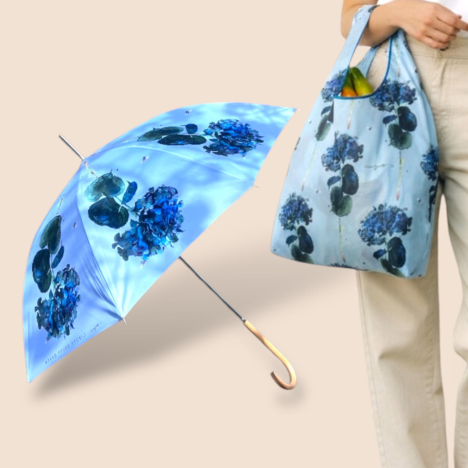 ご自愛福袋　晴雨兼用傘とエコバック　ターコイズウォータードロップ